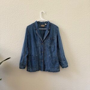 Liz Claiborne Linen Cotton Denim Style Blazer